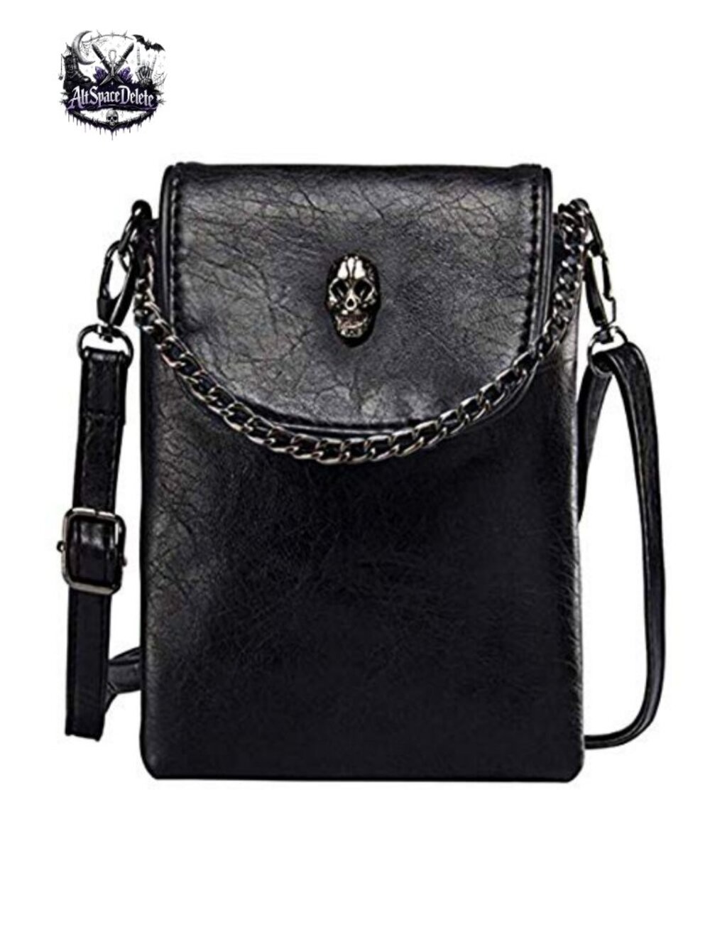 Goth Crossbody Bag PU Leather Skull Chain Purse Mini Phone Concert Travel